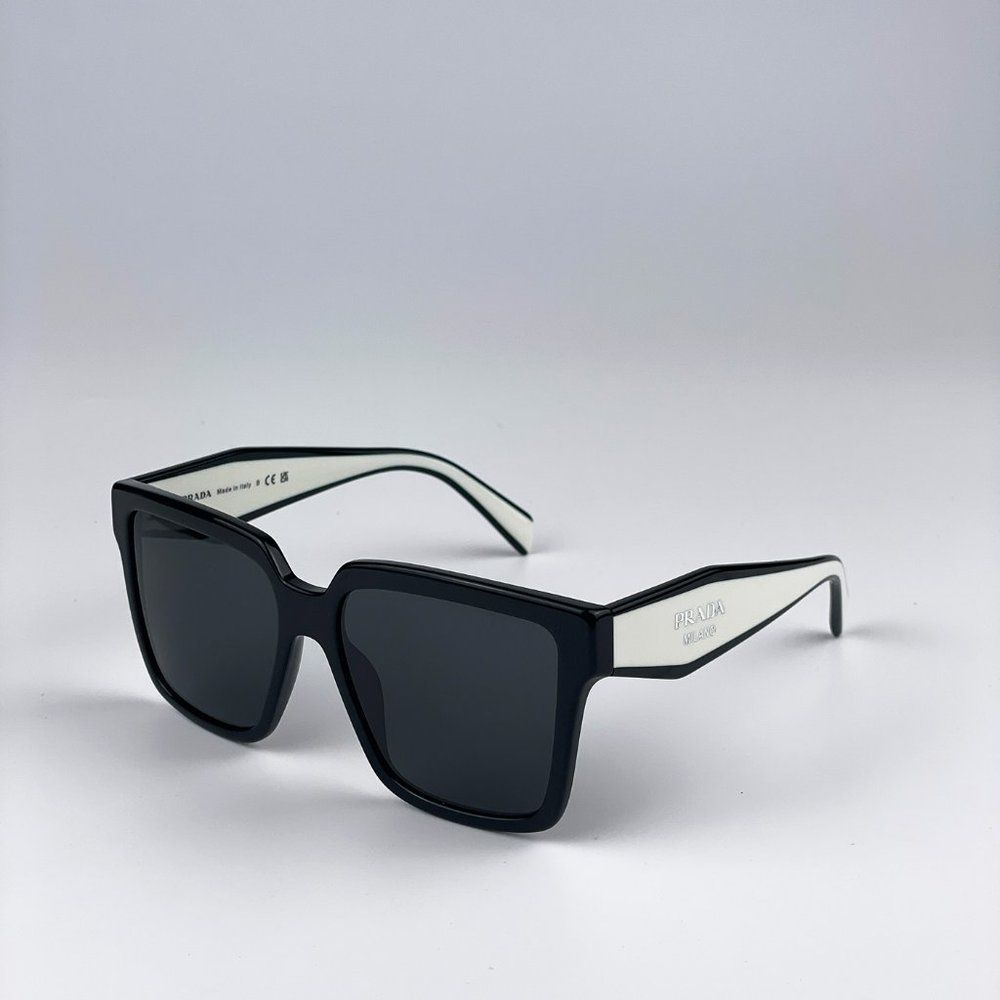 Prada PR24ZS 1AB5S0 Sunglasses Black Dark Grey Square Oversized Women - Picture 11 of 15